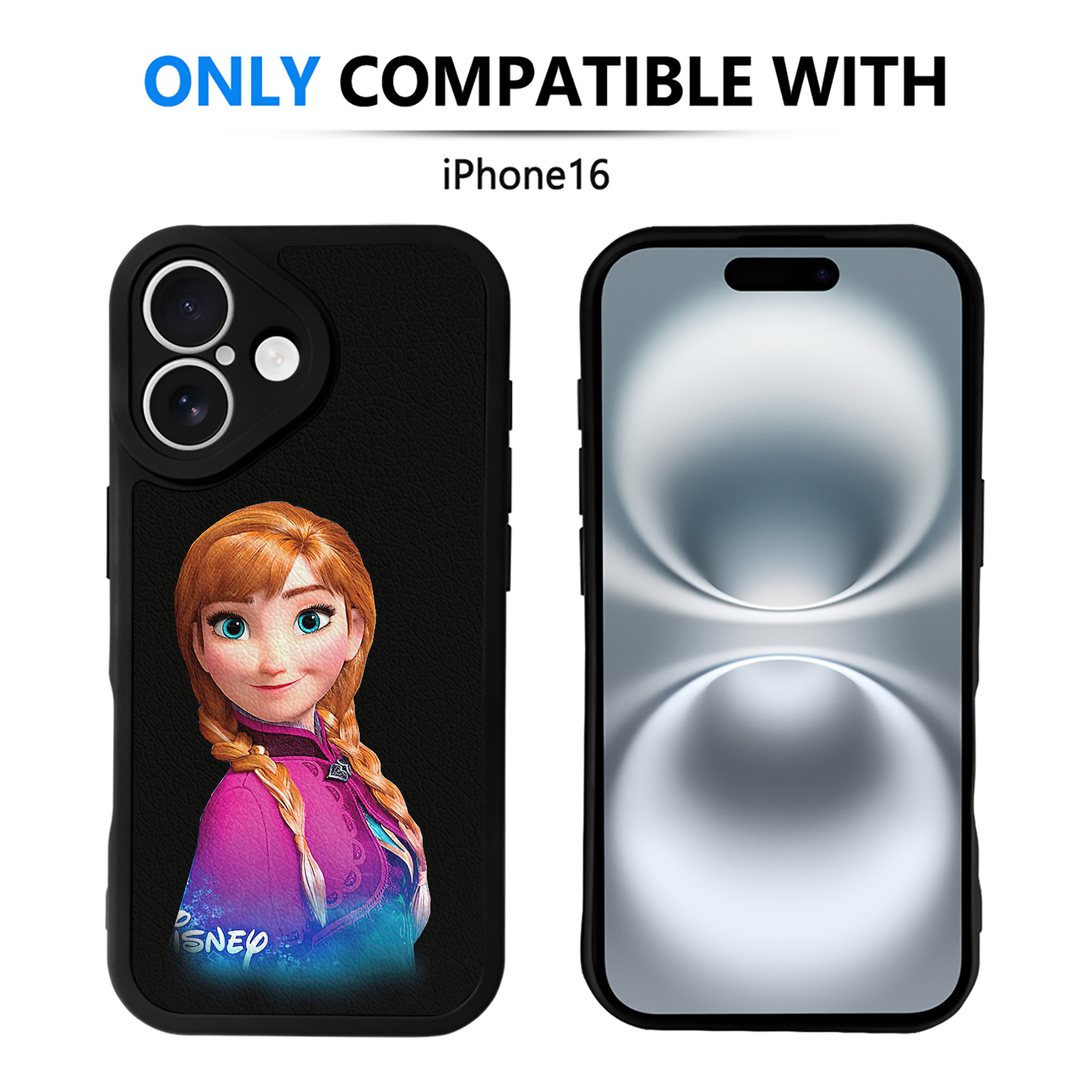 （画像用） アナと雪の女王 アンナ エルサ Frozen Anna Elsa 【iPhone 16シリーズ対応】シリコンスマホケース（レザー調） 材質：シリコン